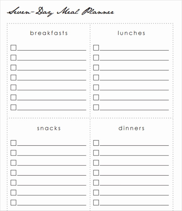 7 Day Menu Planner Template Best Of 11 Meal Planning Samples