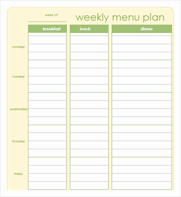 7 Day Menu Planner Template Best Of 7 Day Meal Planner Template