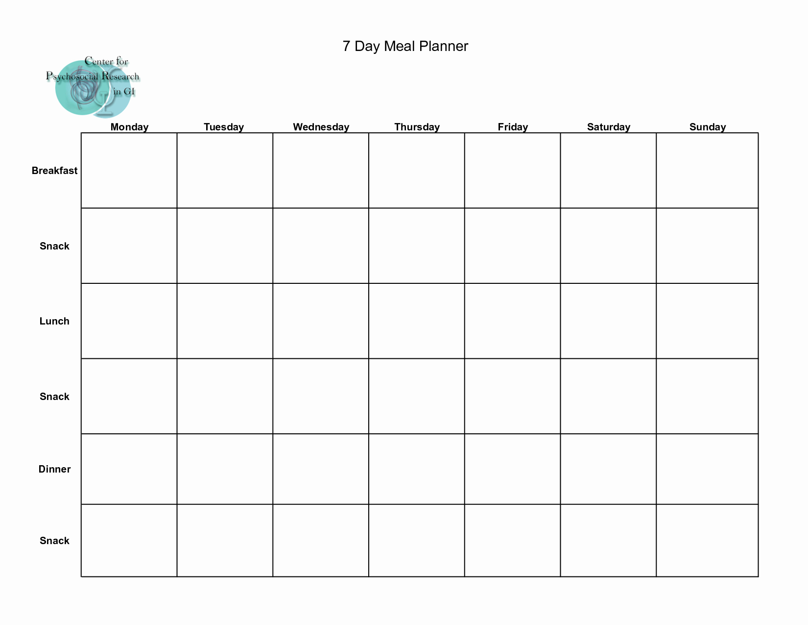 7 Day Menu Planner Template Unique Best S Of Blank Meal Planner Sheet Printable 7 Day
