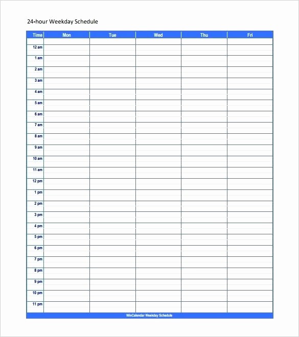 7 Day Schedule Template Excel Inspirational 24 Hour Work Schedule Template Excel Hours Schedule