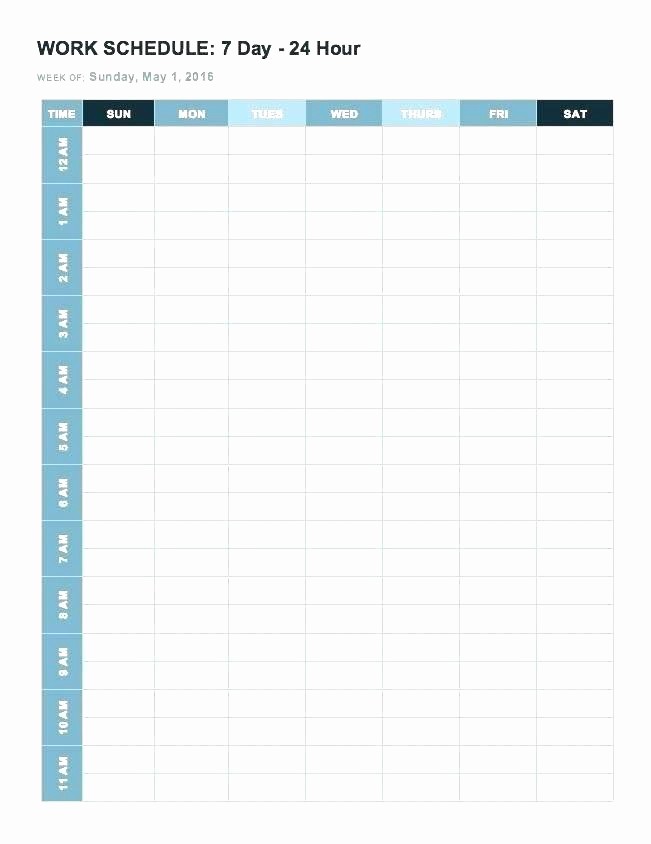 7 Day Schedule Template Excel Unique 24 Hour Work Schedule Template Excel Hours Schedule