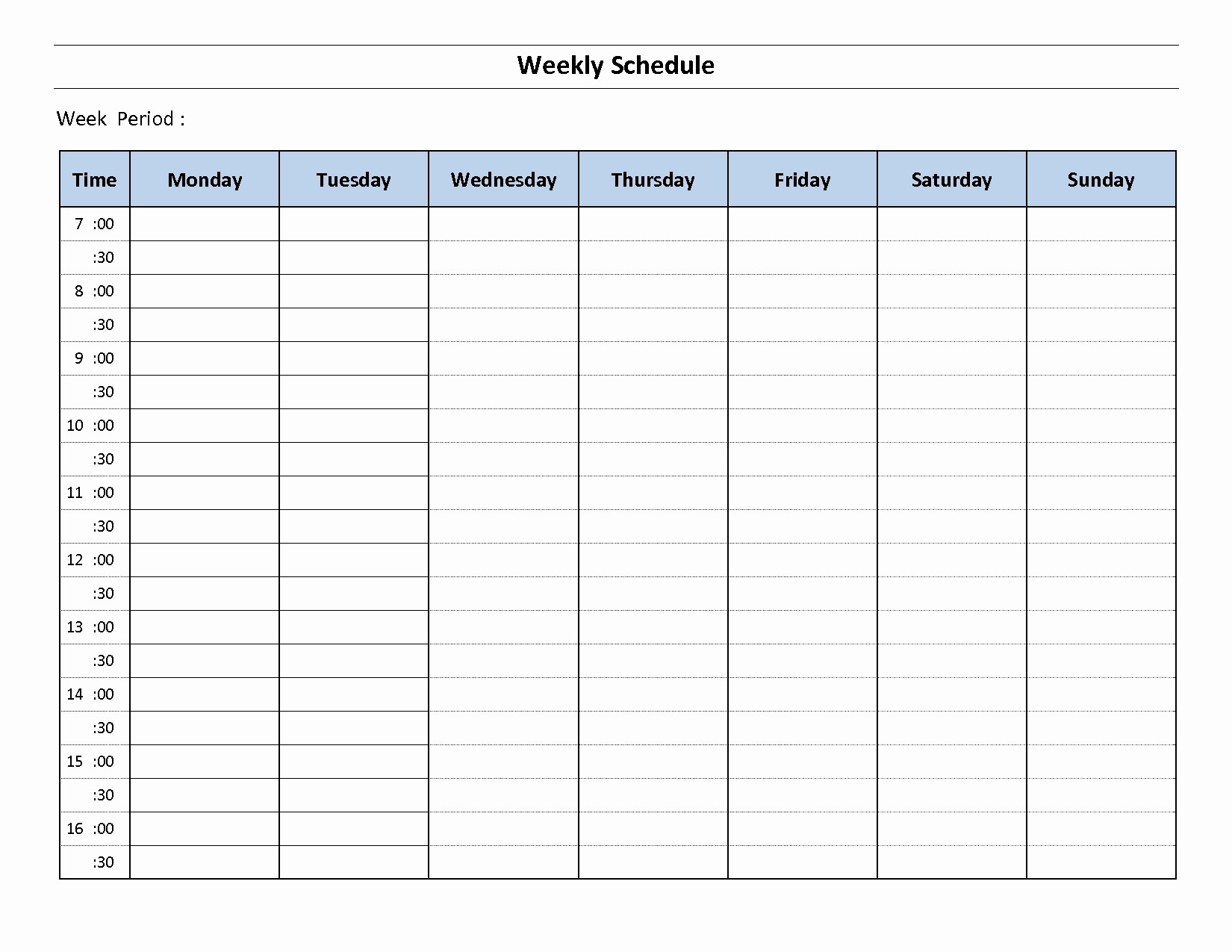 7 Day Week Calendar Template Best Of 7 Day Weekly Planner Template Printable