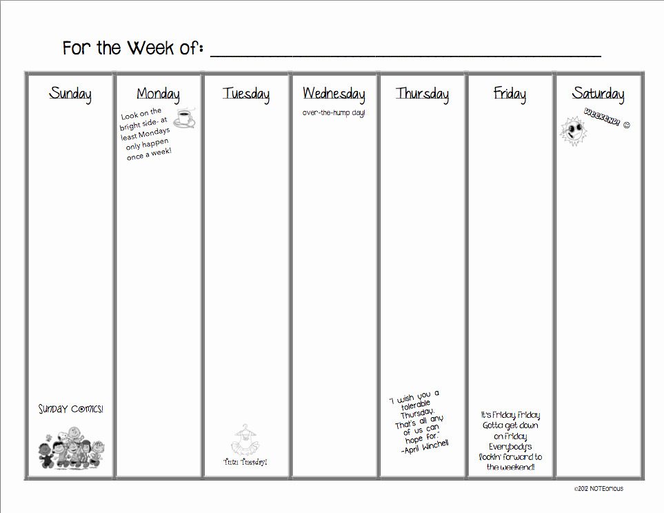 7 Day Week Calendar Template Elegant 7 Best Of 7 Day Calendar Printable 7 Day Calendar
