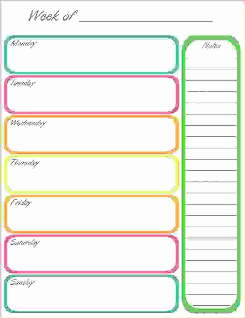7 Day Weekly Planner Template Beautiful 7 Day Weekly Planner Template Printable – Template