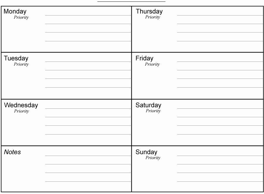 7 Day Weekly Planner Template Beautiful Planner