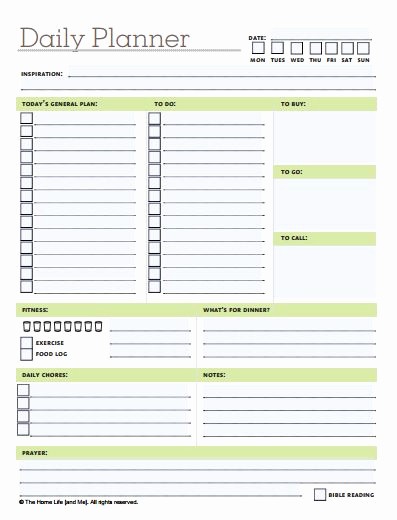 7 Day Weekly Planner Template Inspirational Free Printable Daily Planner Template
