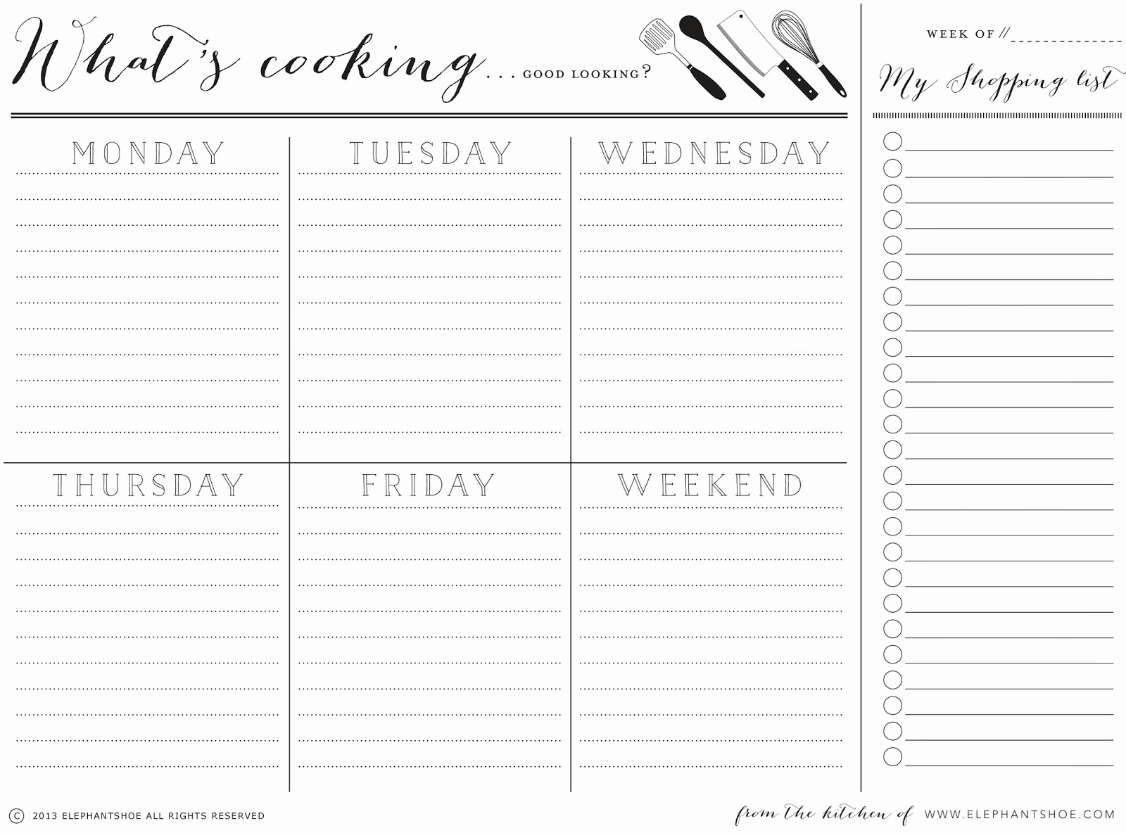 7 Day Weekly Planner Template New 6 Best Of by Day Dinner Menu Planner Printable 7