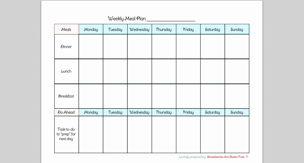7 Day Weekly Planner Template New 6 Best Of by Day Dinner Menu Planner Printable 7
