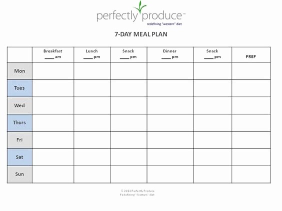 7 Day Weekly Planner Template New 7 Day Meal Planner Template