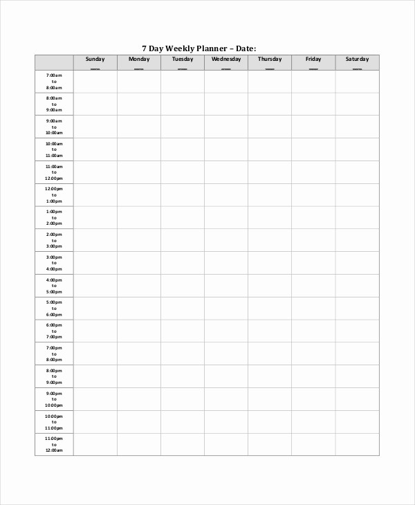7 Day Weekly Planner Template New Weekly Planner Template 10 Free Pdf Word Documents