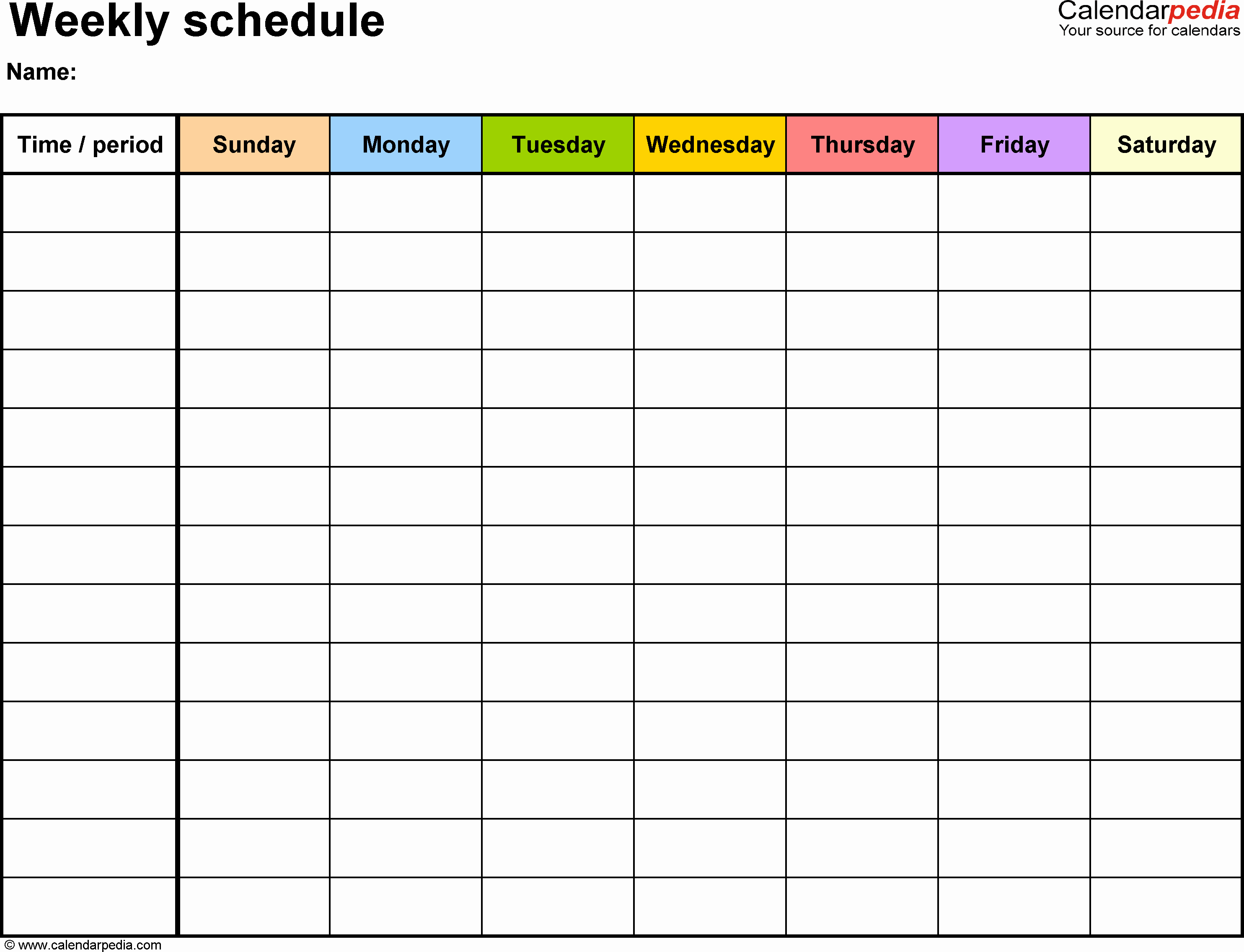 7 Day Weekly Planner Template New Weekly Schedule Template for Word Version 13 Landscape 1