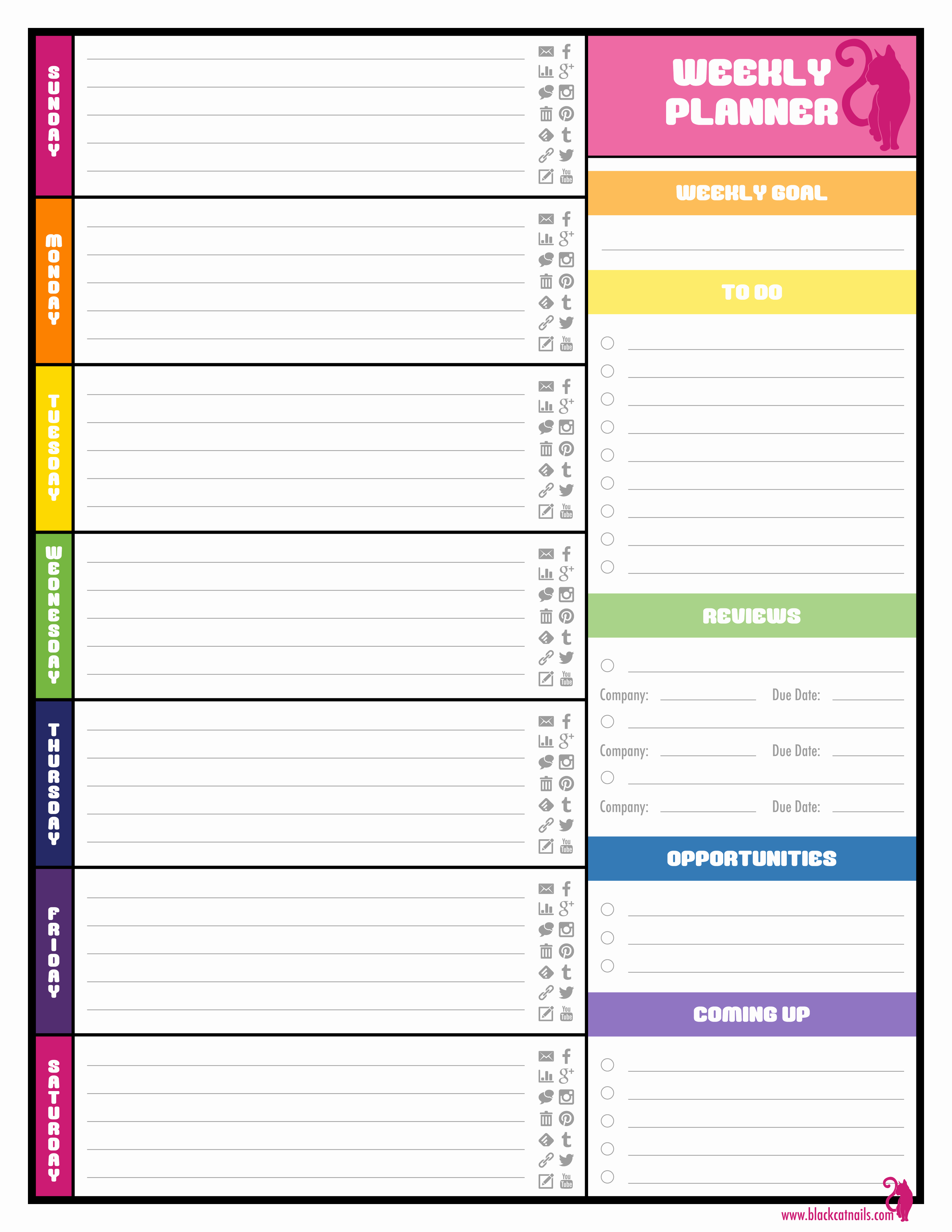7 Day Weekly Planner Template Unique 9 Best Of Weekly Planner Printable Pdf Weekly