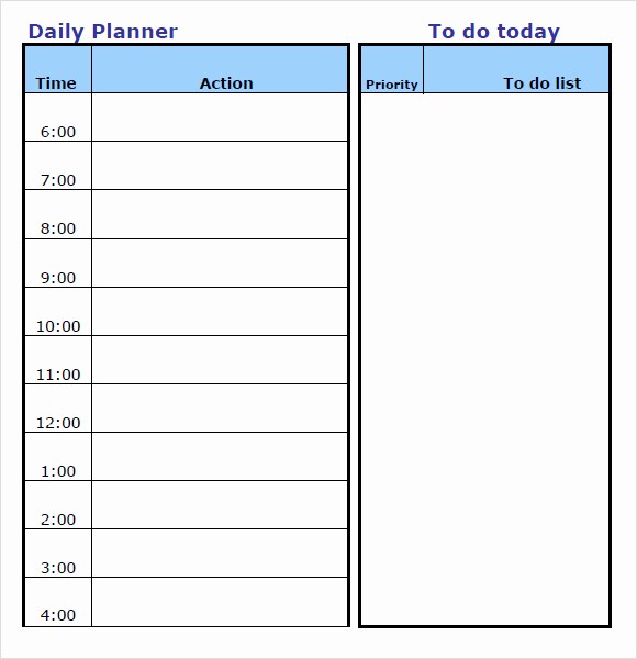 7 Day Weekly Planner Template Unique Daily Planner Template