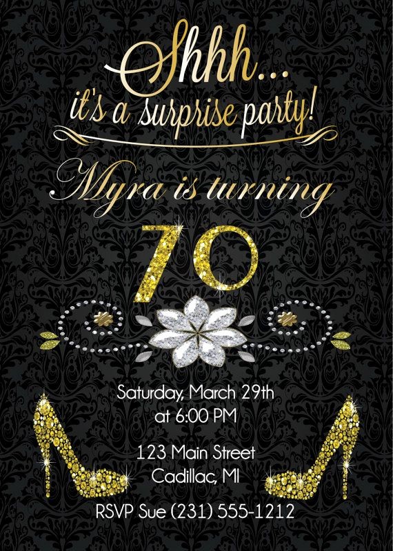 70th Birthday Invitation Templates Free Fresh 70th Birthday Invitation Gold Glitter Birthday Party
