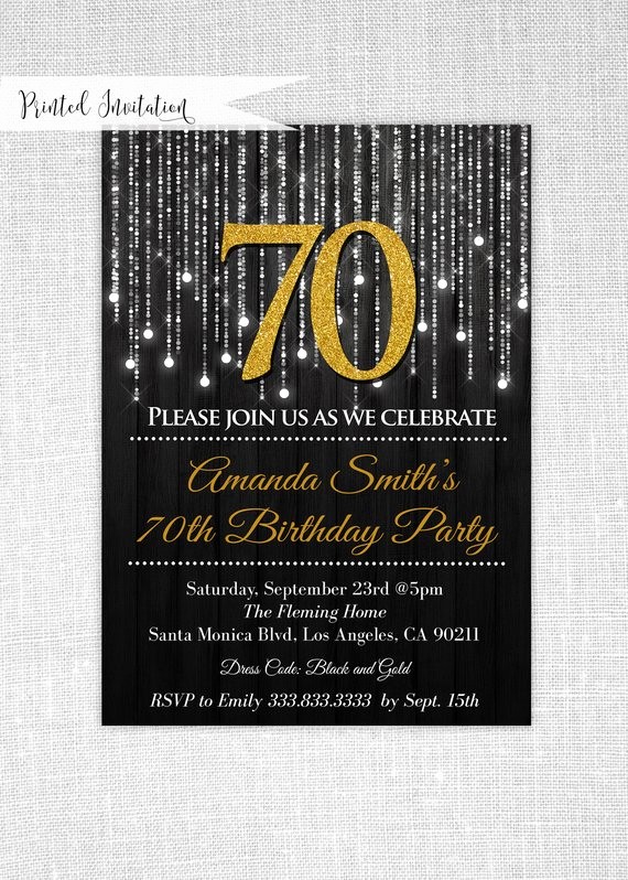 70th Birthday Invitation Templates Free Inspirational Items Similar to Black and Gold 70th Birthday Invitations