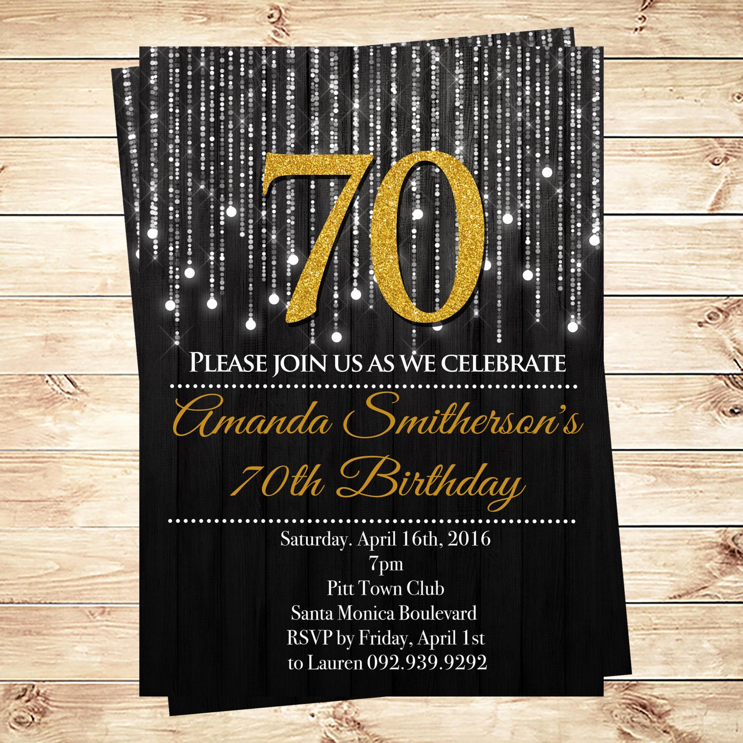 70th Birthday Invitation Templates Free Lovely Black and Gold 70th Birthday Invitations by Diypartyinvitation