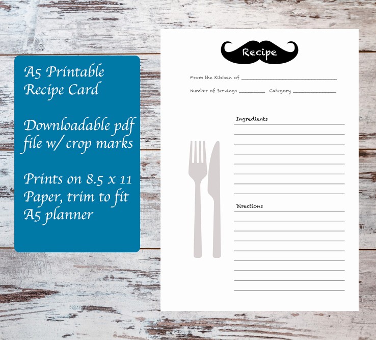 8.5 X 11 Recipe Template Best Of Printable A5 Recipe Cards Ketchum Kitchen