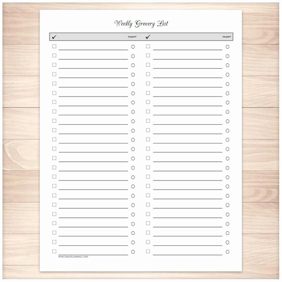 8.5 X 11 Recipe Template Best Of Printable Weekly Grocery List Full Page Clean and Simple