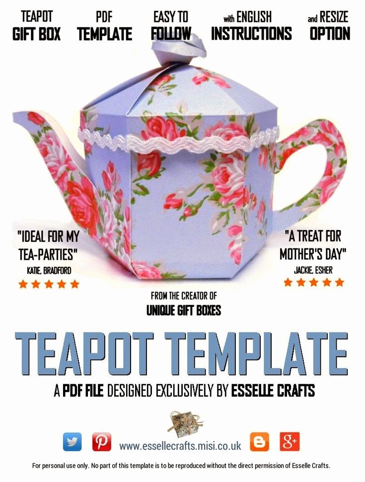 A Gift for You Template Luxury Teapot Treats Gift Box Pdf Template