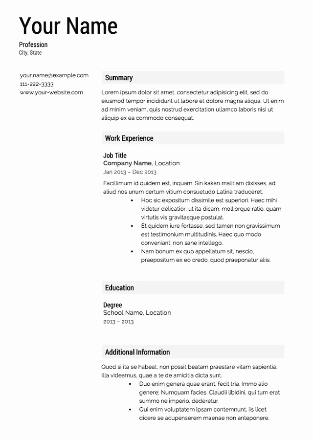 A Template for A Resume Elegant Free Resume Templates