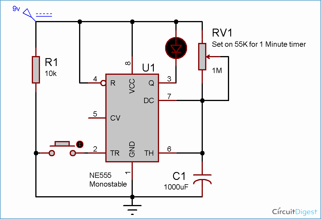 A Timer for 1 Minutes Awesome 1 Minute Timer Circuit Diagram