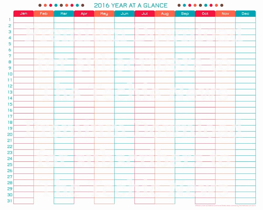 A Year at A Glance Luxury 2016 Printable Calendar Year at A Glance – Calendar