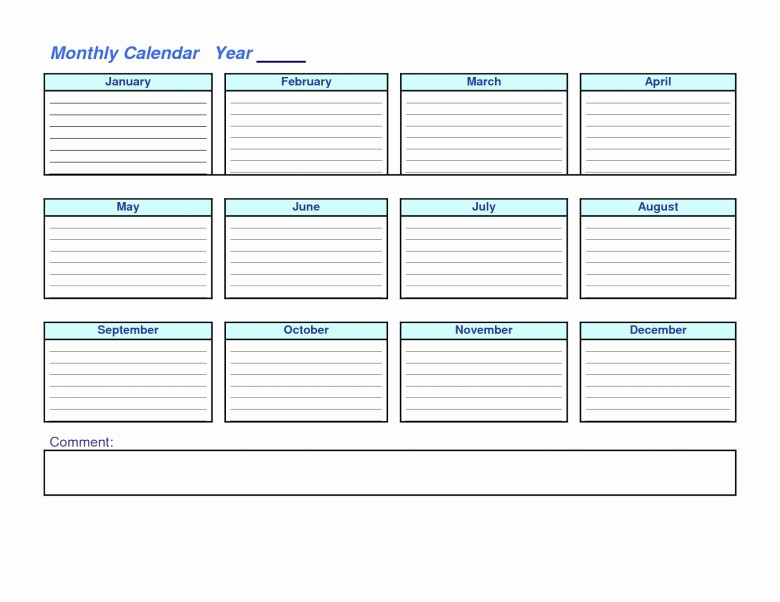 A Year at A Glance Luxury Year at A Glance Blank Calendar Template Free Calendar
