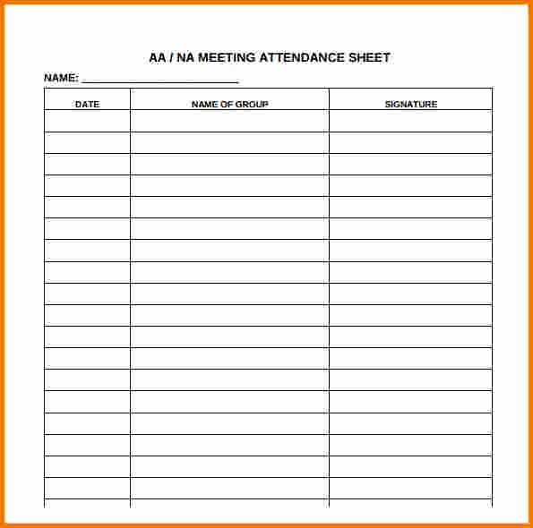 Aa Sign In Sheet Printable Beautiful Aa Meeting attendance Sheet Free Download Aashe