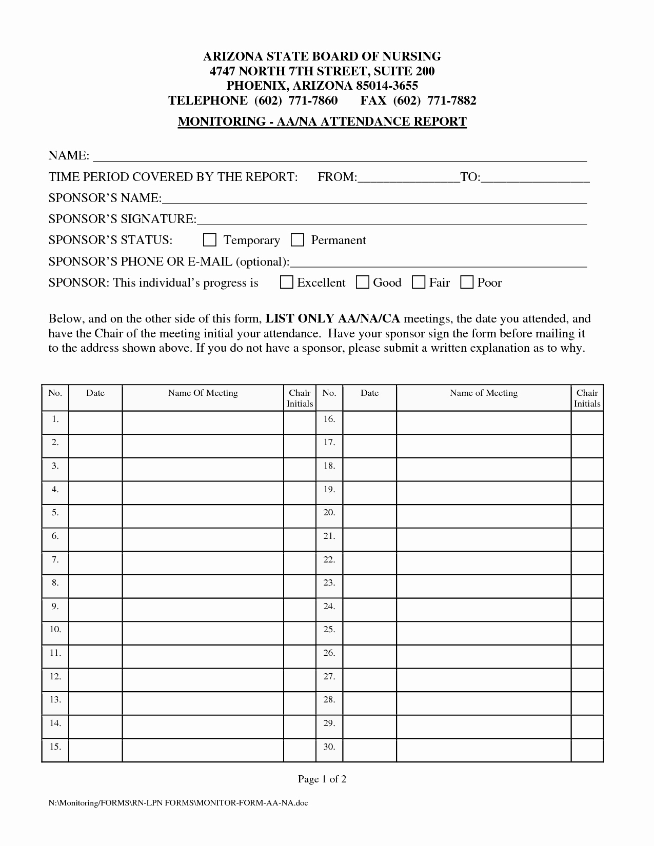 Aa Sign In Sheet Printable Fresh 10 Best Of Aa attendance form Aa Meeting