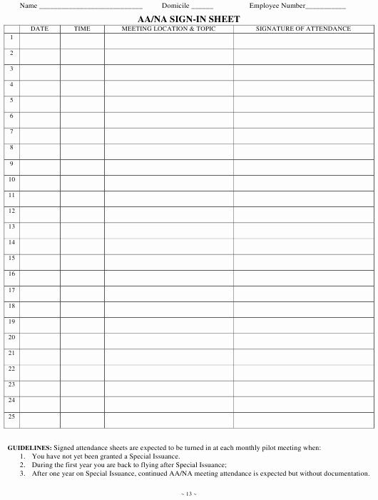 Aa Sign In Sheet Printable Fresh Aa Na Sign In Sheet Download Printable Pdf