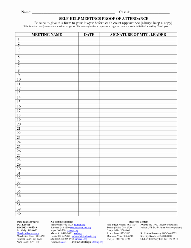 Aa Sign In Sheet Printable Lovely Aa Meeting attendance Sheet Free Download Aashe