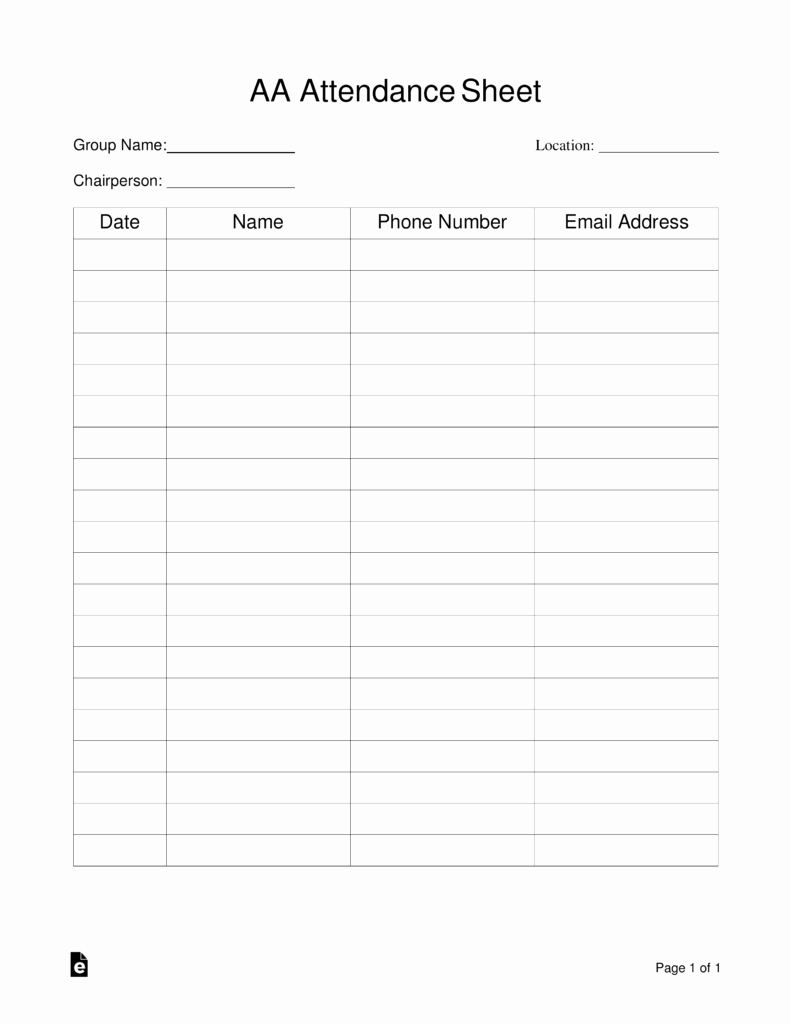 Aa Sign In Sheet Template Best Of Alcoholics Anonymous Aa Sign In attendance Sheet