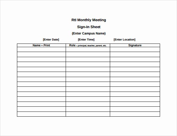 Aa Sign In Sheet Template Elegant 14 Sample Meeting Sign In Sheets