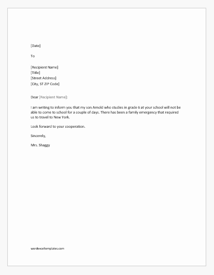 Absence Excuse Letters for School Awesome 10 Excuse Letters for Being Absent In School for Various