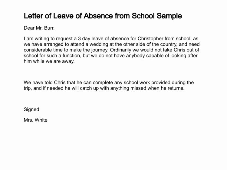 Absence From School Letter Template Lovely Letter Of Leave Of Absence