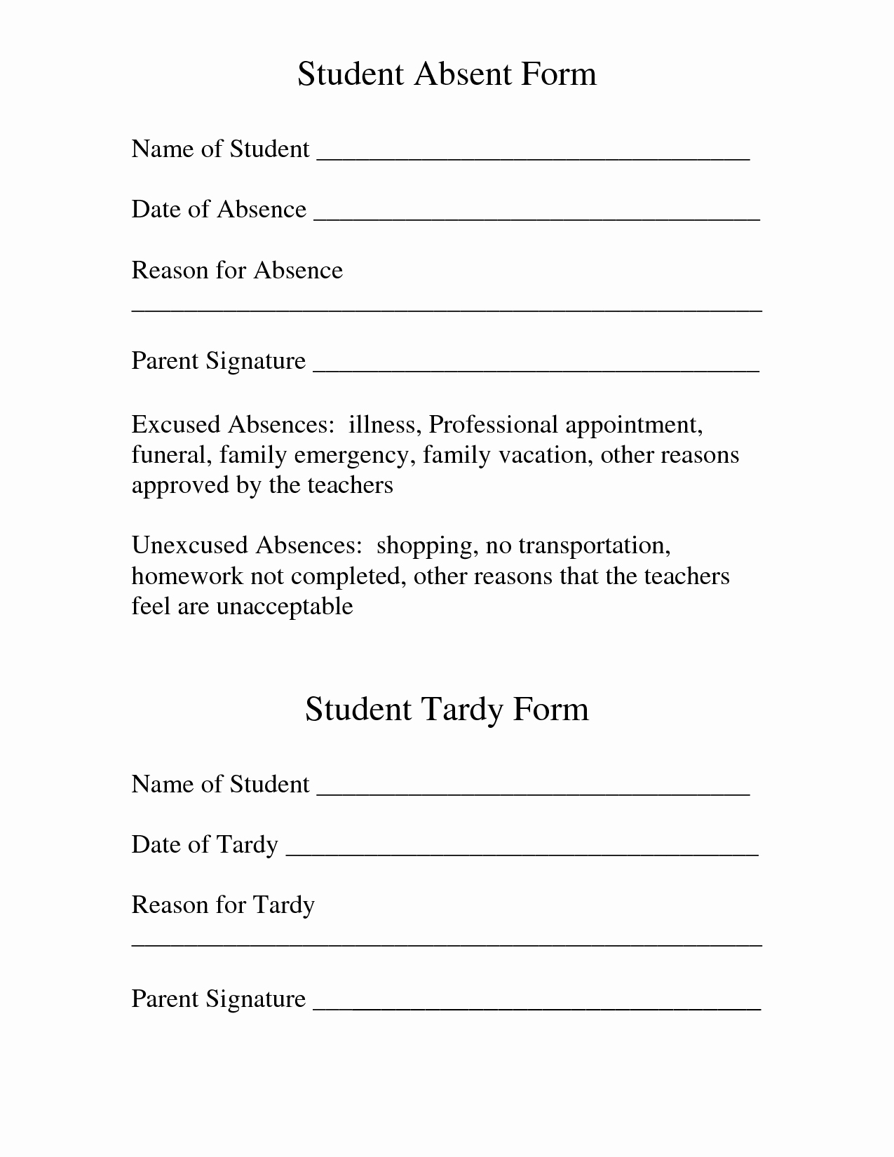 Absence From School Letter Template Unique Best S Tardy Excuse Template for Work School