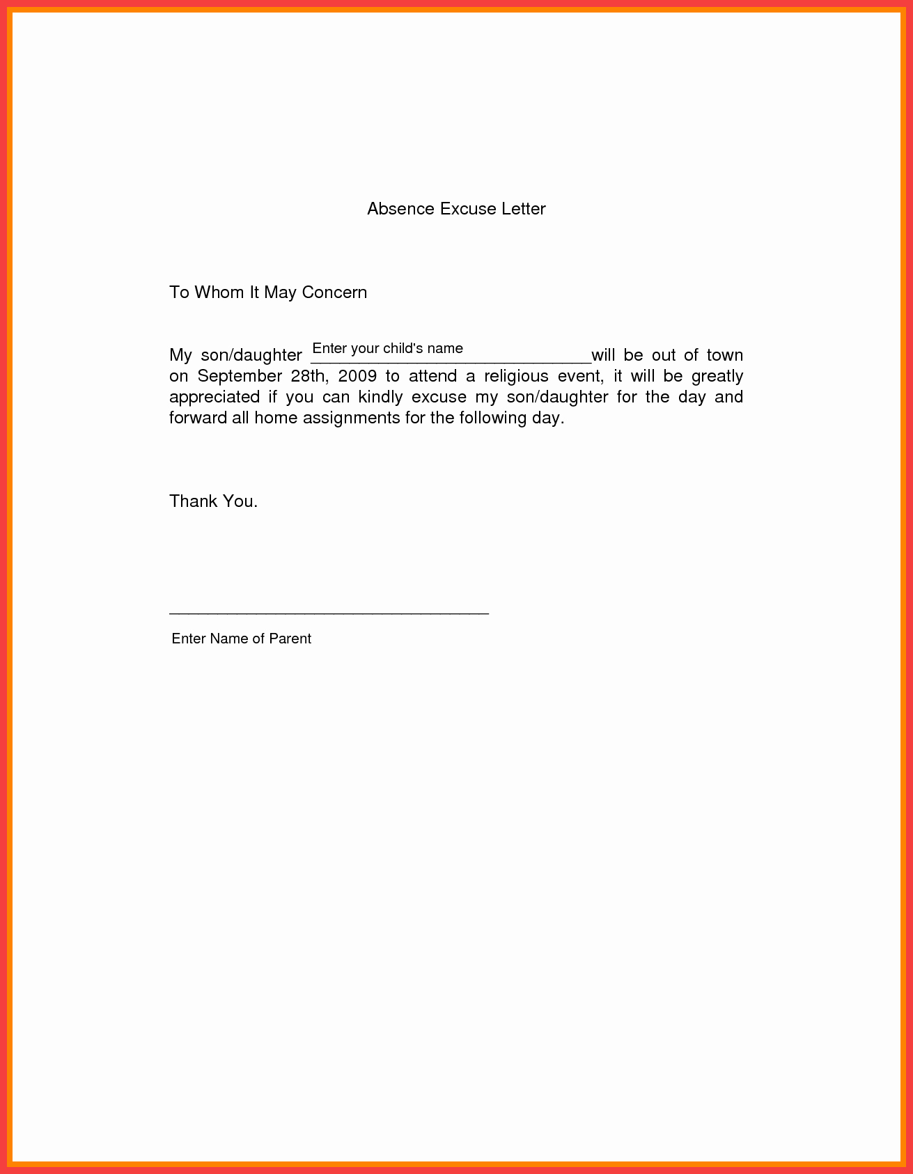 Absence Note for School Example Best Of School Excuse Letter Sample