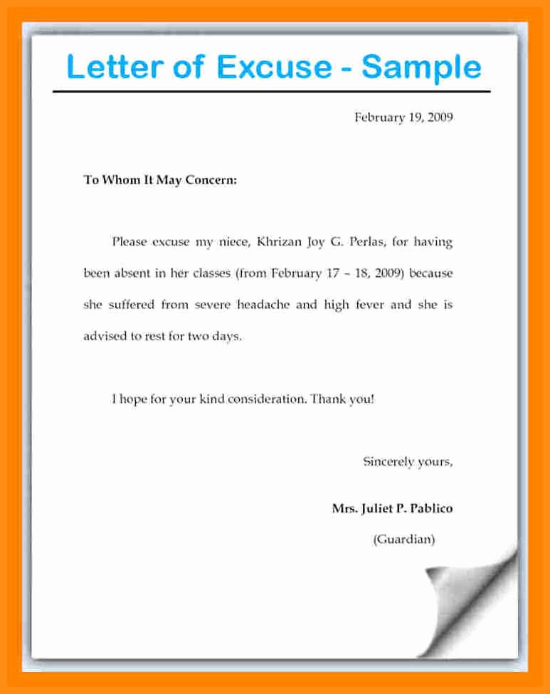 School Absence Note Template
