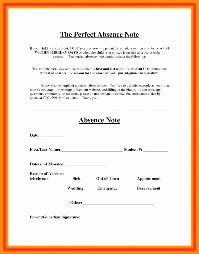 Absence Note Sample for School Awesome Example Absence Excuse Letter Cooperative School Note