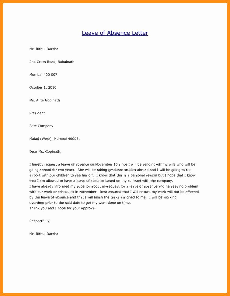 Absence Note Sample for School New 4 5 Excuse Letter for Being Absent at School