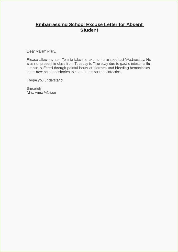 Absent From School Letter Template Elegant Excuse Letter for School format – thepizzashop