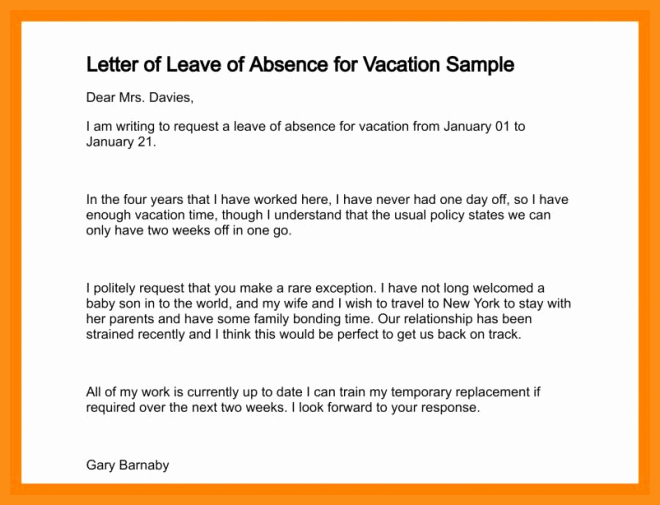 Absent From School Letter Template Luxury 3 4 Absent Letter to School for Vacation