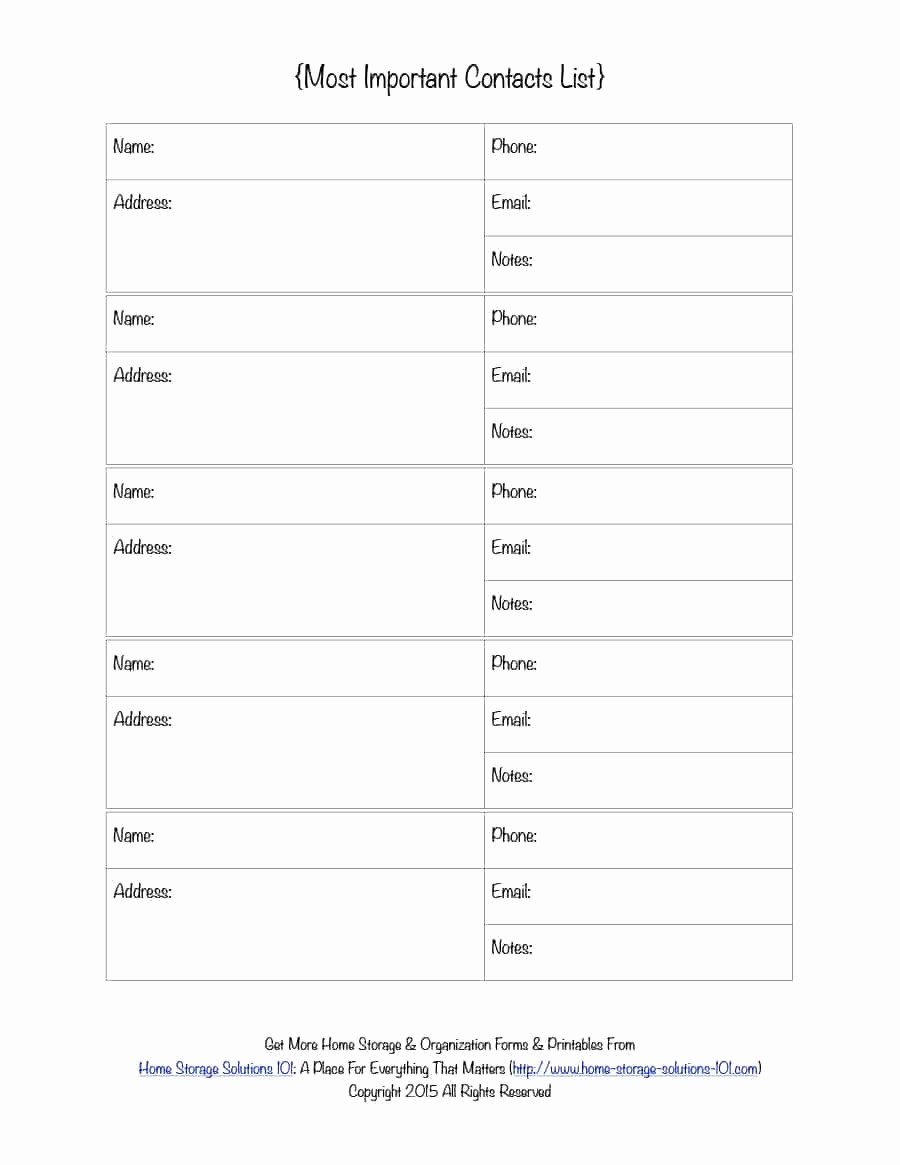 Address and Phone Number Template Best Of 40 Phone &amp; Email Contact List Templates [word Excel]