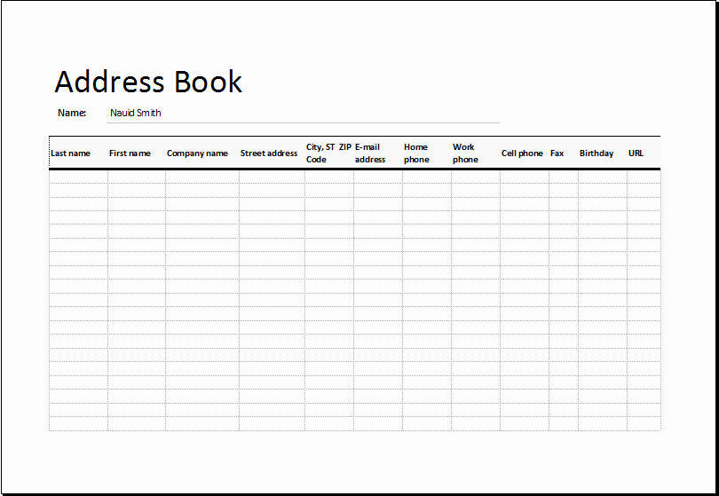 Address and Phone Number Template Lovely Address List Book Template for Excel
