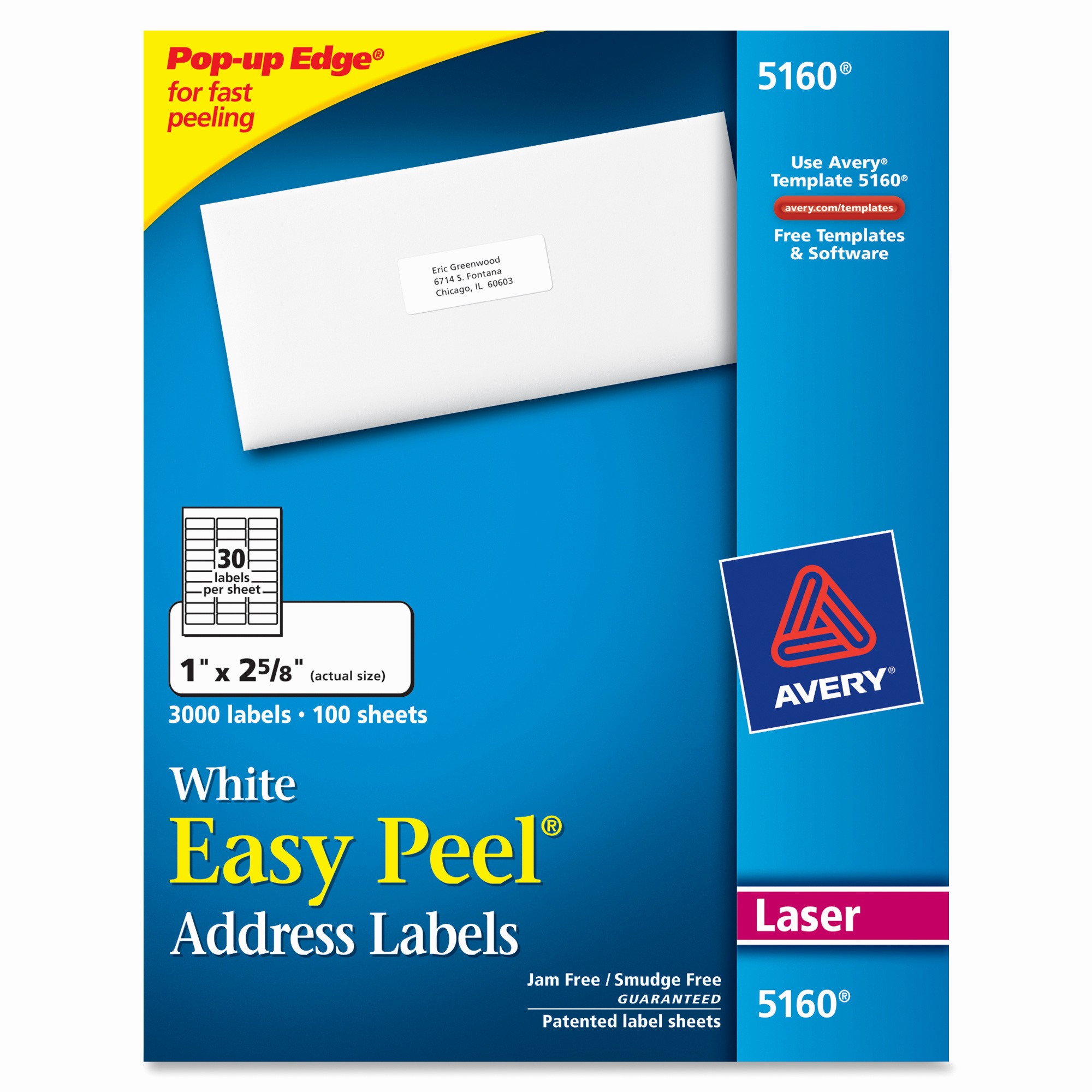 Address Labels 30 Per Page Elegant Avery 5160 Easy Peel White Laser Mailing Labels Permanent