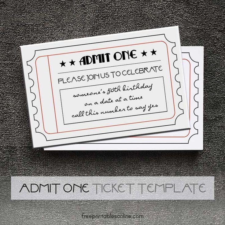 Admit One Ticket Invitation Template Beautiful Black and White Printable Admit E Tickets Free