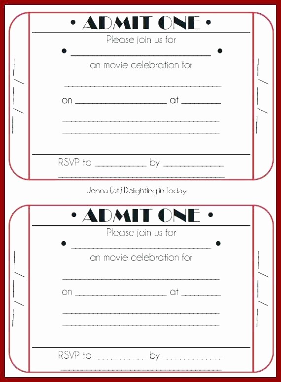 Admit One Ticket Invitation Template New Free Printable event Ticket Templates Admit E Invitation
