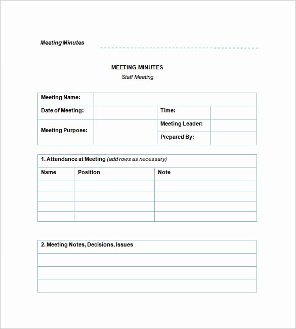 Agenda Example for Staff Meeting Lovely Staff Meeting Minutes Template 17 Free Word Excel Pdf