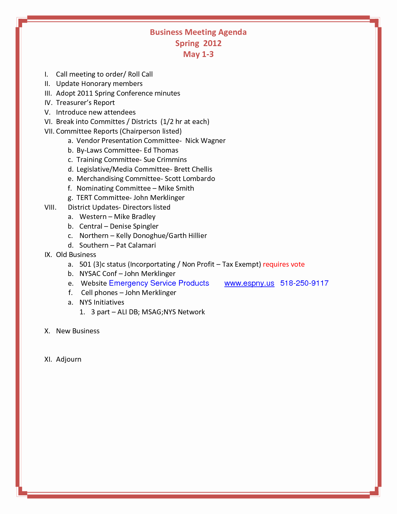 Agenda format for A Meeting New 10 Best Of Church Business Meeting Minutes Sample