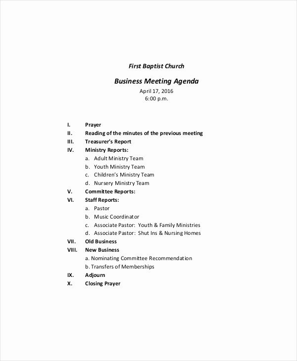 Agenda Sample for Business Meeting Beautiful Business Meeting Agenda Template – 10 Free Word Pdf